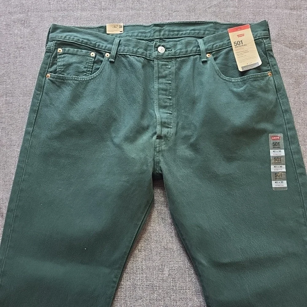 Levis 501 Original Fit Jeans Green 40x30 Straight Leg Button Fly Mens NWT
